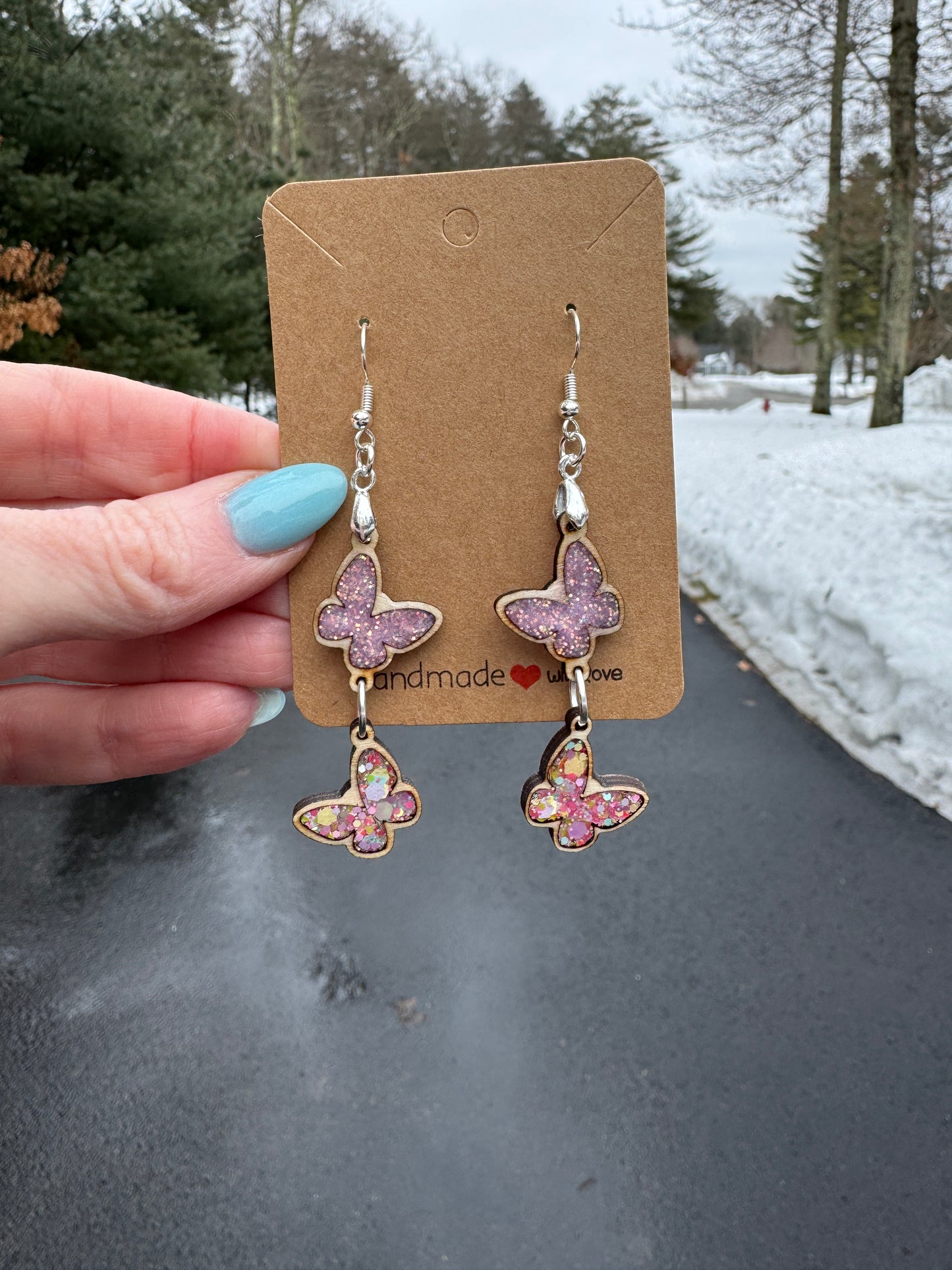 Double Flutter Butterflies in Purple/Birthday Confetti