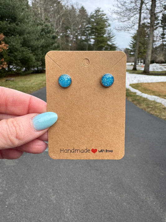 Aqua Blue Sparkle Studs