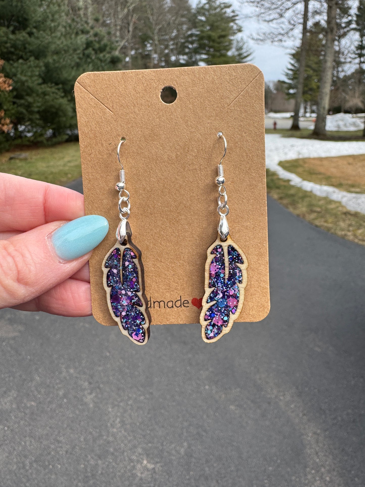 Indigo Feather Dangle Earrings
