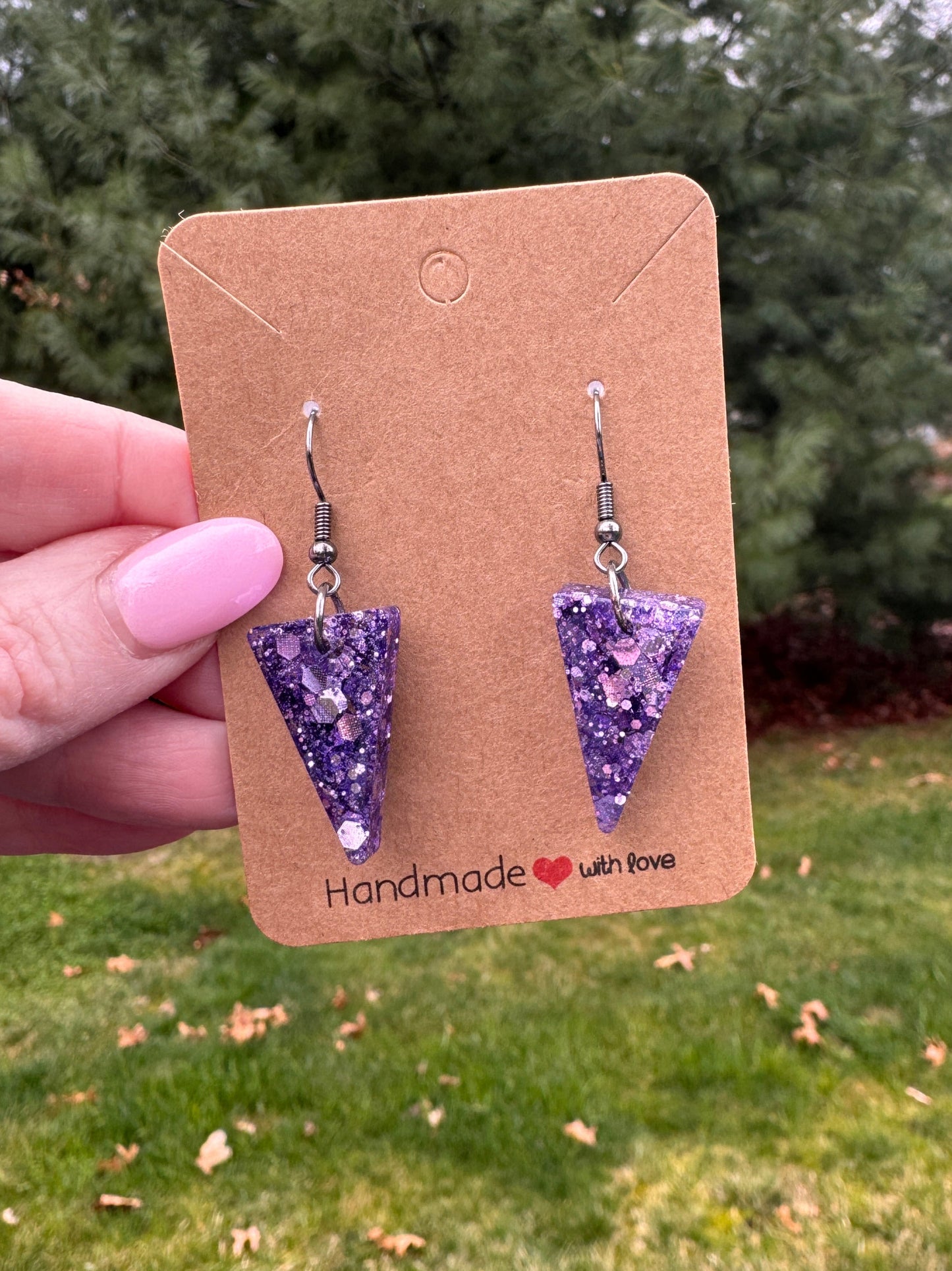 Deep Purple Sparkly Triangle Danglys