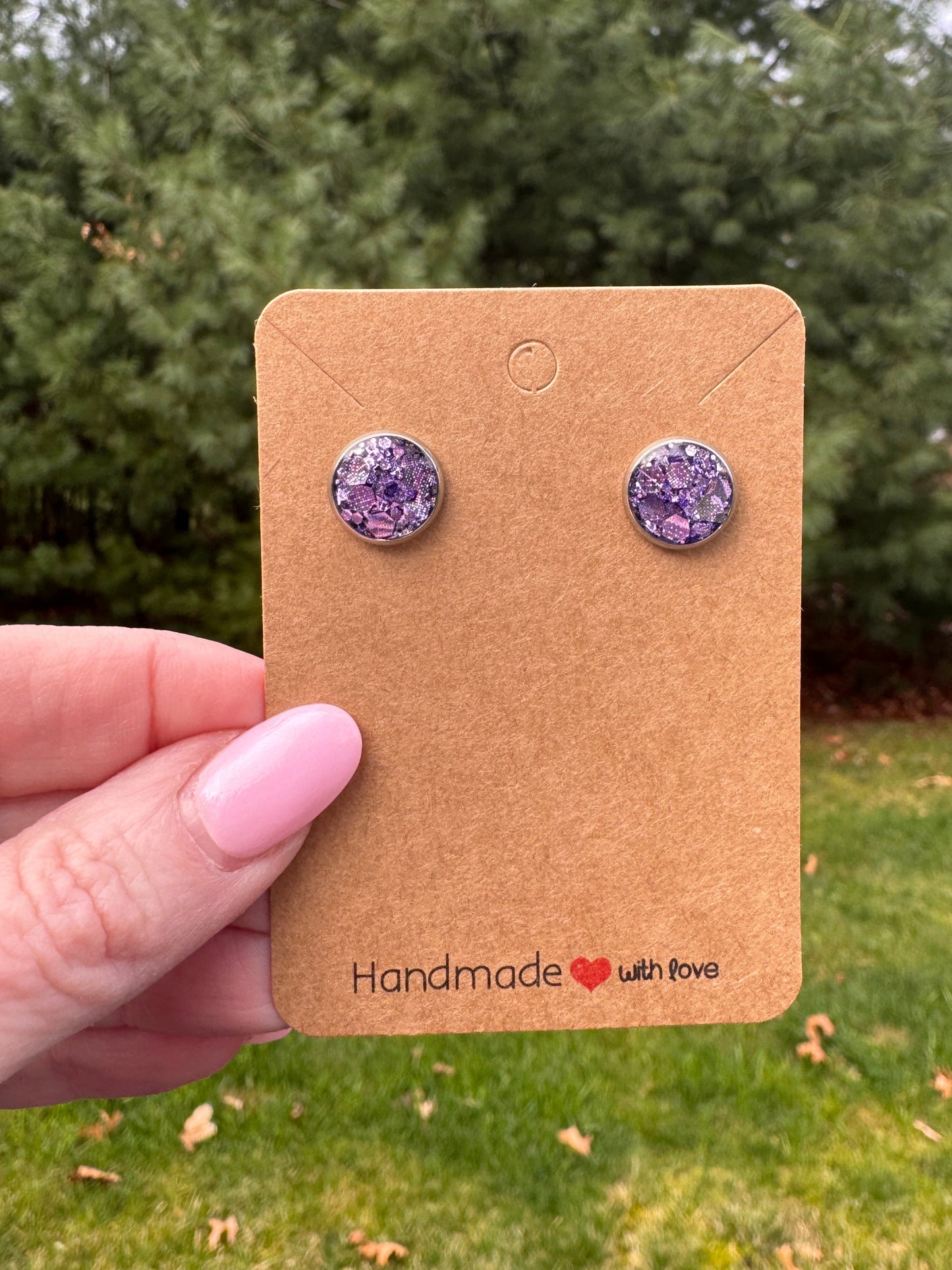Purple Sparkly Studs
