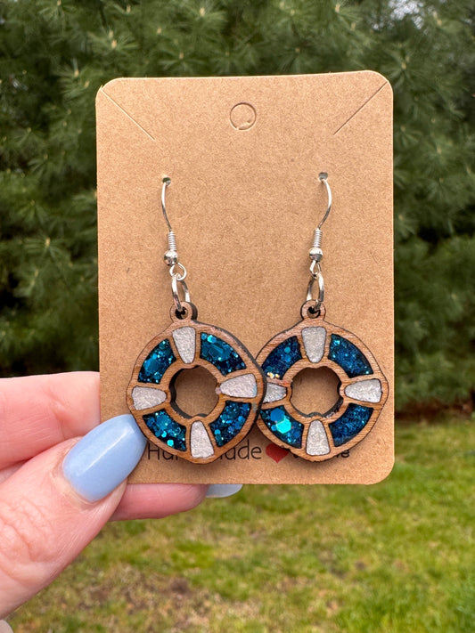 Sapphire Blue Life Rafts Drop Earrings