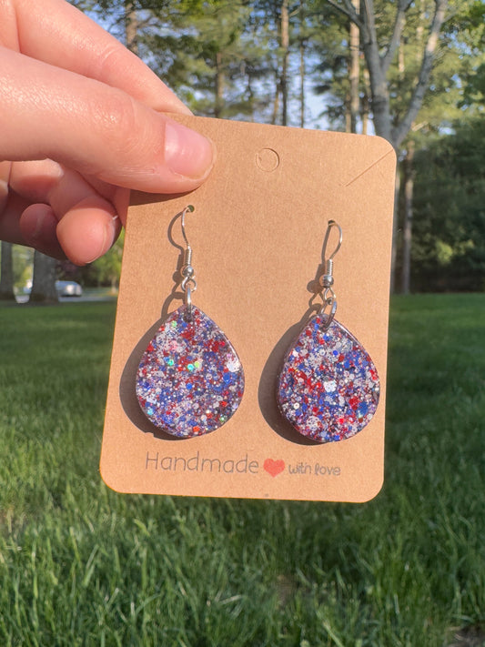 Star Spangled Confetti Tear Drop Earrings