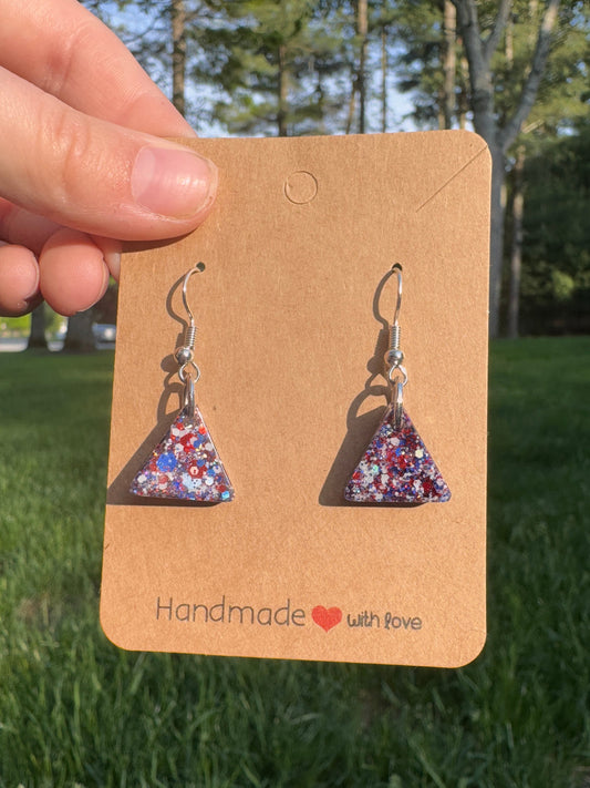 Small Triangle Star Spangled Dangle Earrings