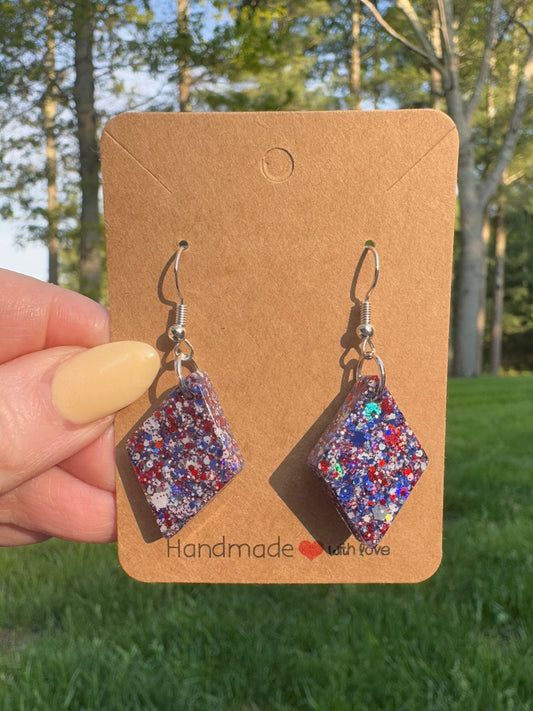 Star Spangled Diamond Shaped Drop Earrings