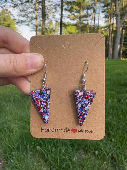 Star Spangled, Medium Size, Triangle Drop Earrings