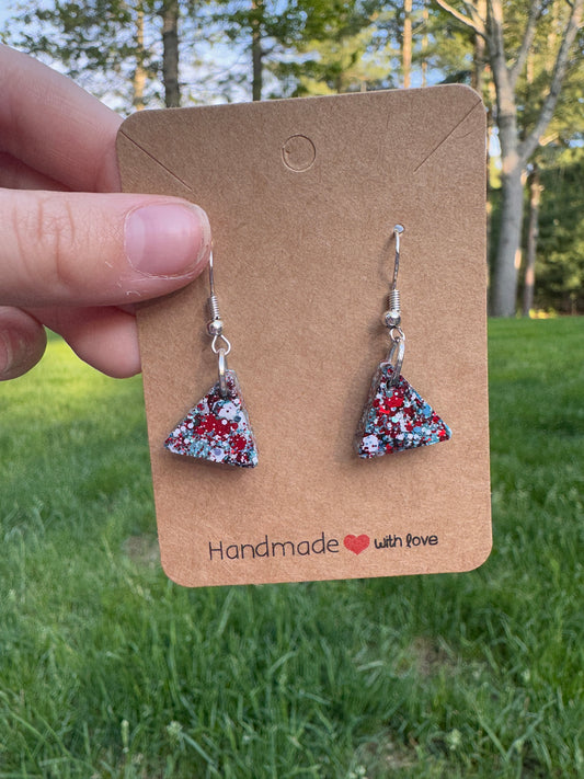 Small Triangle USA Confetti Pop Drop Earrings