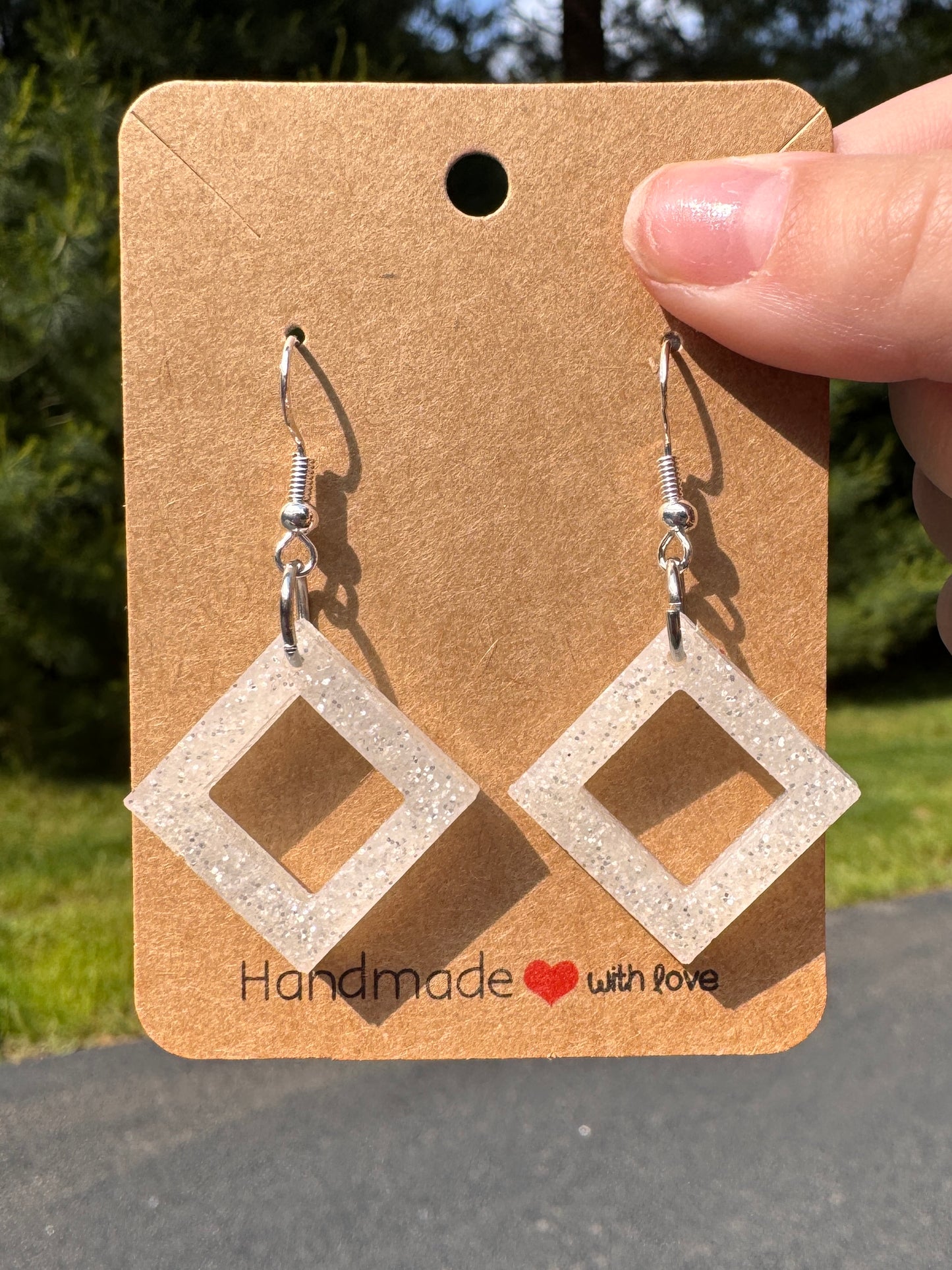 White Sparkly Dangle Earring