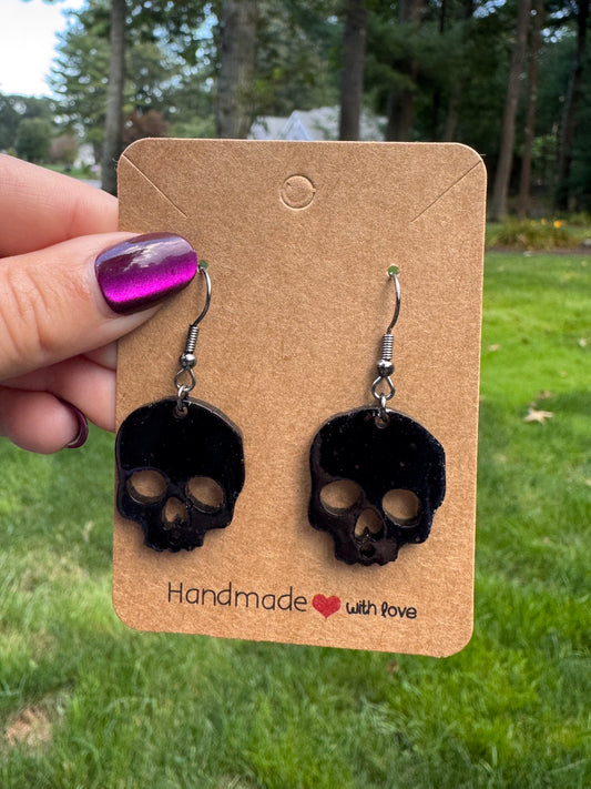 Black Skull Dangle Earrings