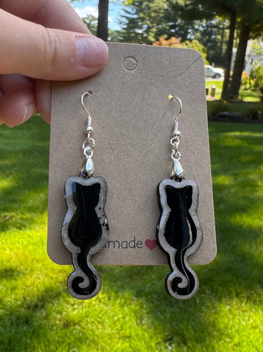 Black Cat Dangle Earrings