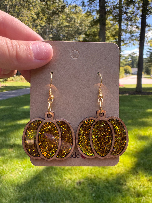 Gold Pumpkin Dangle Earrings